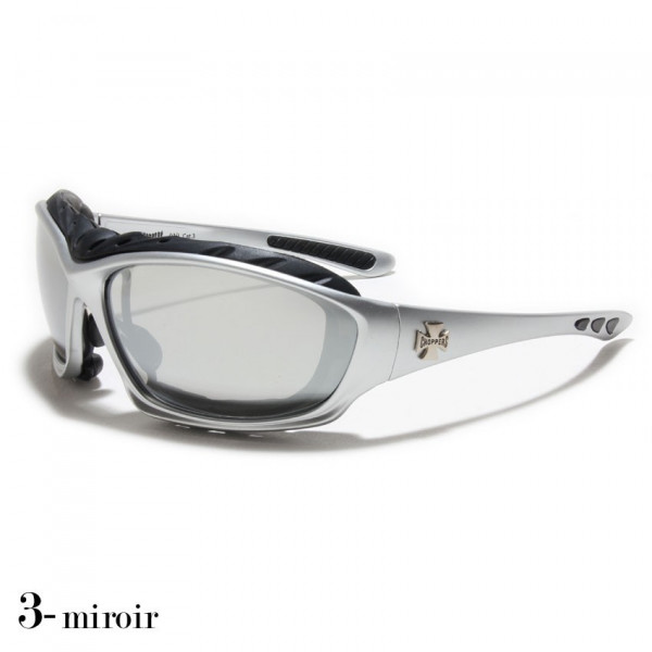 lunettes de soleil verre miroir vision grise monture argent