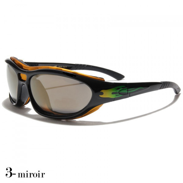 lunettes de soleil verre miroir vision grise monture noir et jaune