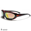 lunettes de soleil verre miroir coloré vision bleu monture noir et rouge
