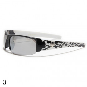 lunettes de soleil lentille miroir vision noir monture blanche et noir