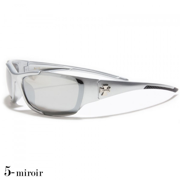 lunettes de soleil monture grise verres miroirs