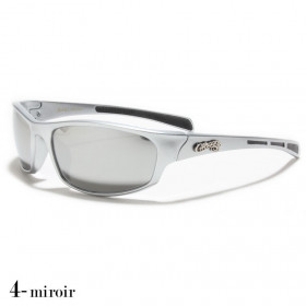 lunettes de soleil monture grise et verres miroirs