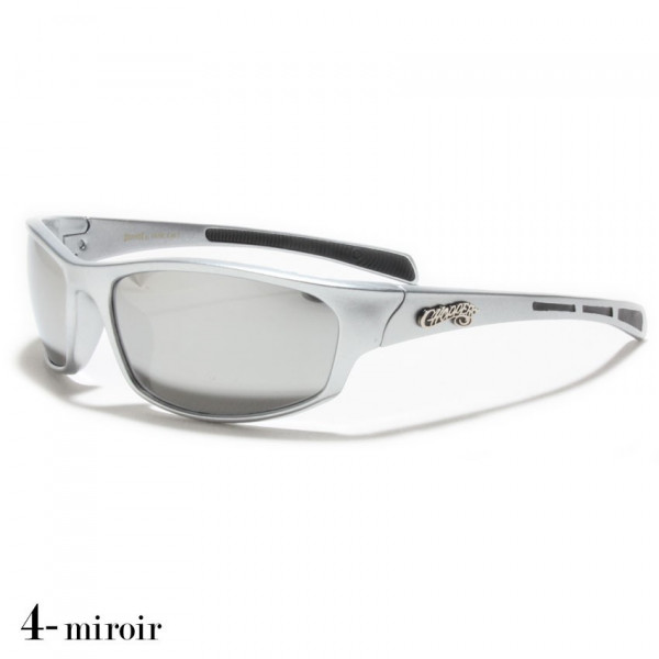 lunettes de soleil monture grise et verres miroirs