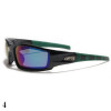 lunettes de soleil verre coloré vision grise monture noir et vert