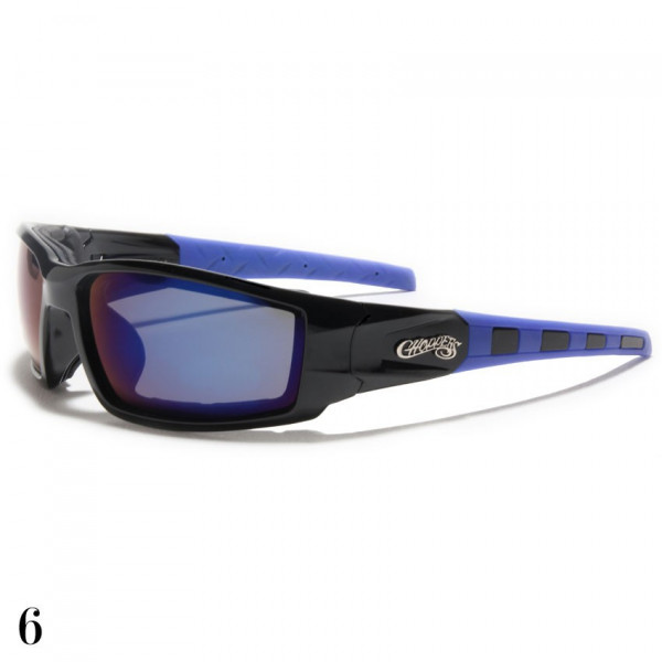 lunettes de soleil verre coloré vision grise monture noir et bleu