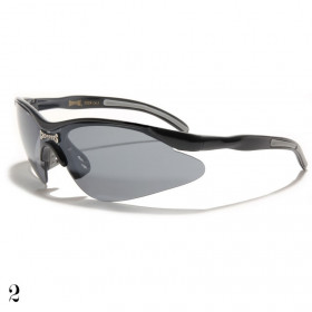 lunettes de soleil vision grise monture brillante noir et grise
