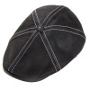 Casquette cuir nappa noir surpiqué