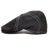 Casquette cuir nappa noir surpiqué