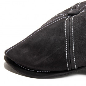 Casquette cuir nappa noir surpiqué