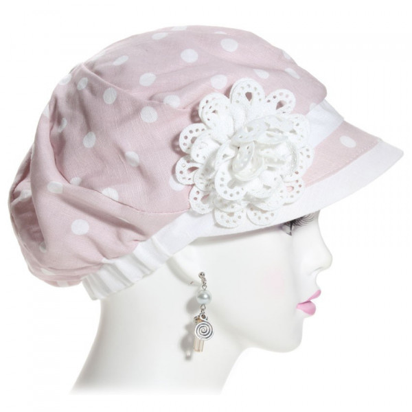 casquette gavroche pour femme en lin coloris rose
