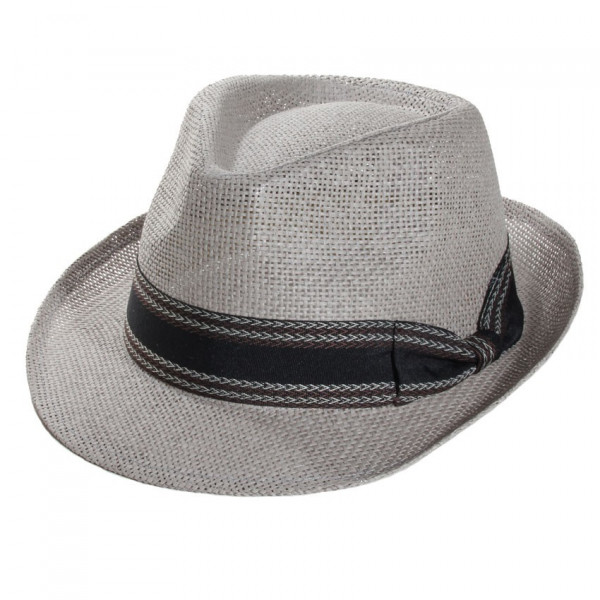 Chapeau paille grise ajourée