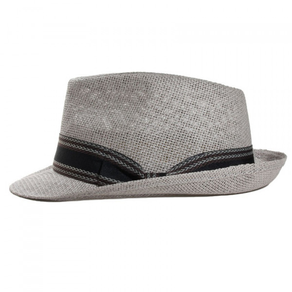 Chapeau paille grise ajourée