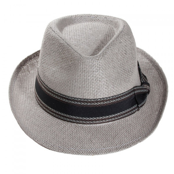 Chapeau paille grise ajourée