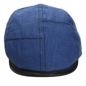 Casquette homme lin bleu marine surpiqué