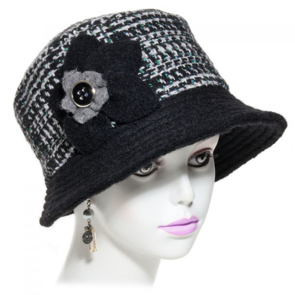 chapeau femme laine noir et blanc