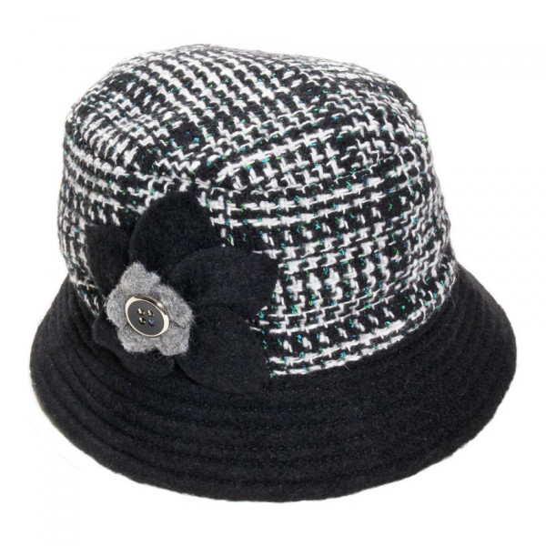chapeau femme laine noir et blanc