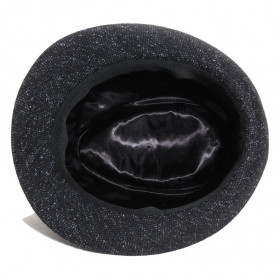 chapeau laine noir doublure satinée