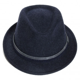 chapeau feutre trilby bleu marine