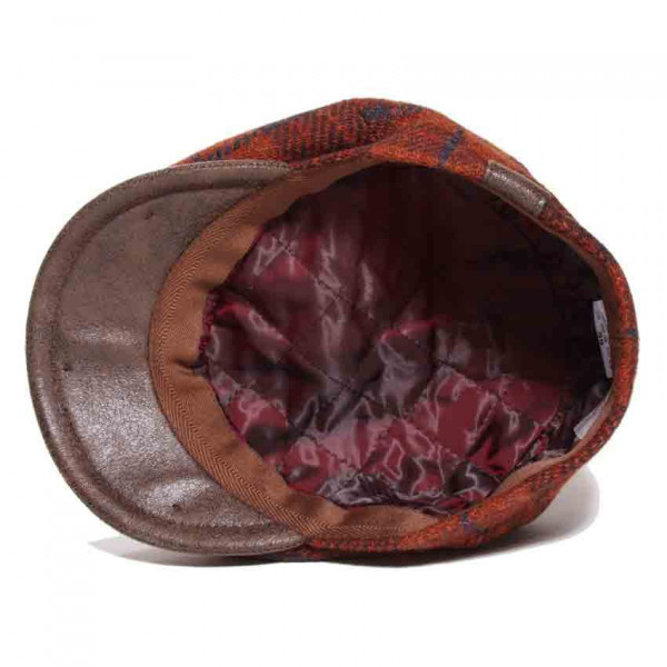 casquette laine Harris Tweed coloris brique doublée polyester