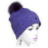 Bonnet pompon laine brodé coloris mauve
