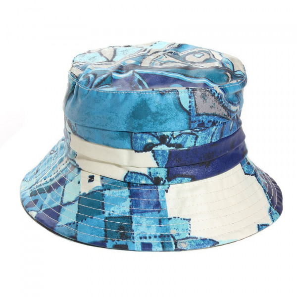 chapeau de pluie coton imprimé bleu