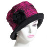 chapeau laine et polaire fushia et noir