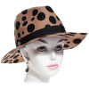 chapeau feutre femme imitation léopard beige
