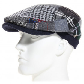 casquette patchwork de laine bleu marine
