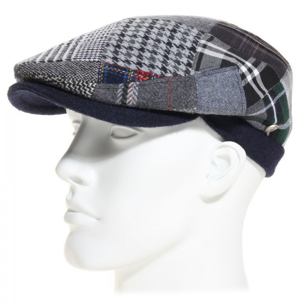 casquette patchwork de laine bleu marine