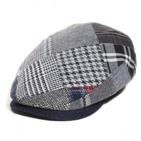 casquette patchwork de laine bleu marine