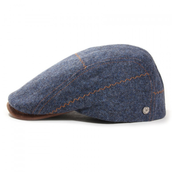Casquette bleue en laine vierge surpiquée pins M by Fléchet