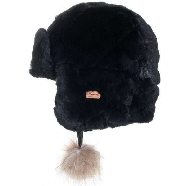 chapka fourrure de lapin noir