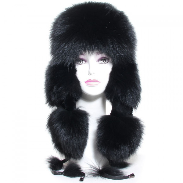 Chapka fourrure noir en lapin royal
