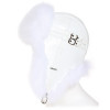 chapka cuir et fourrure de renard blanc