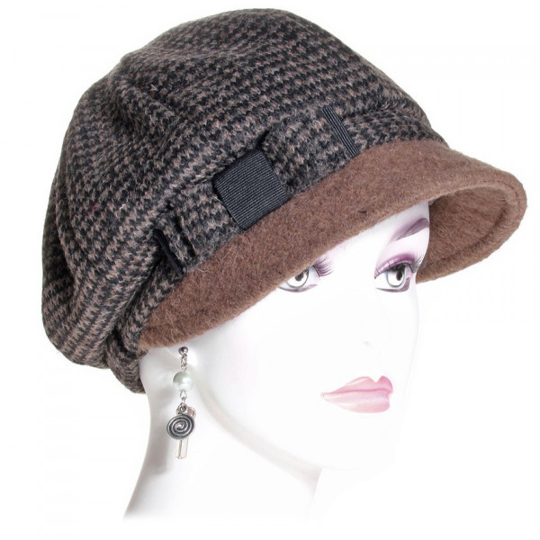 Casquette gavroche femme laine marron - MODISSIMA - mch81