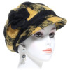 casquette gavroche femme laine carreaux noir et moutarde