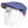 casquette plate en li bleu et visière gansée