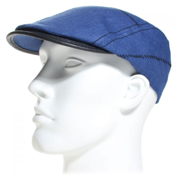 Casquette homme lin bleu marine