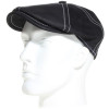 Casquette cuir nappa noir surpiqué