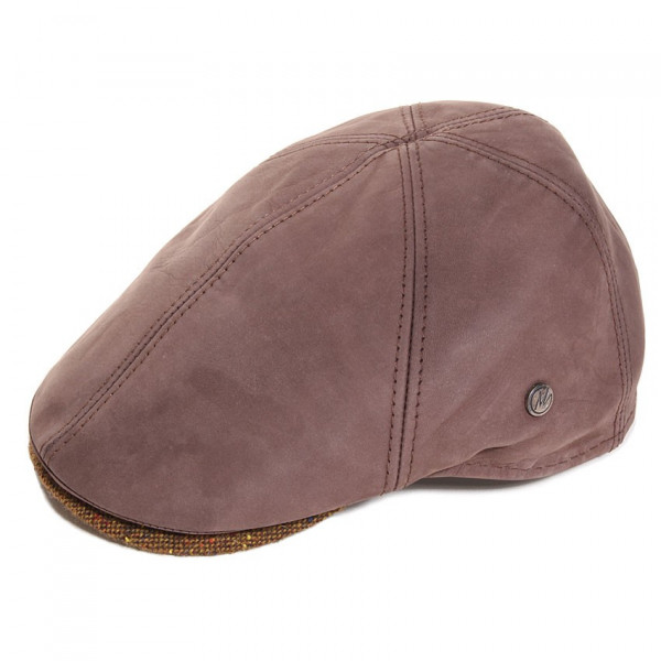 casquette cuir marron et visière laine marque Modissima