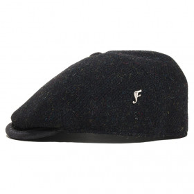 Casquette laine Harris Tweed noir