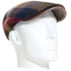 casquette plate en laine et visière cuir ton marron