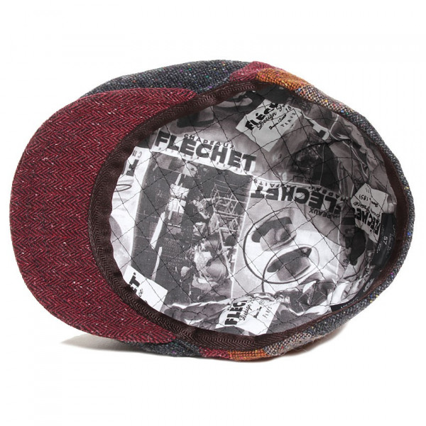 Casquette plate patchwork 100% laine vierge doublure Fléchet