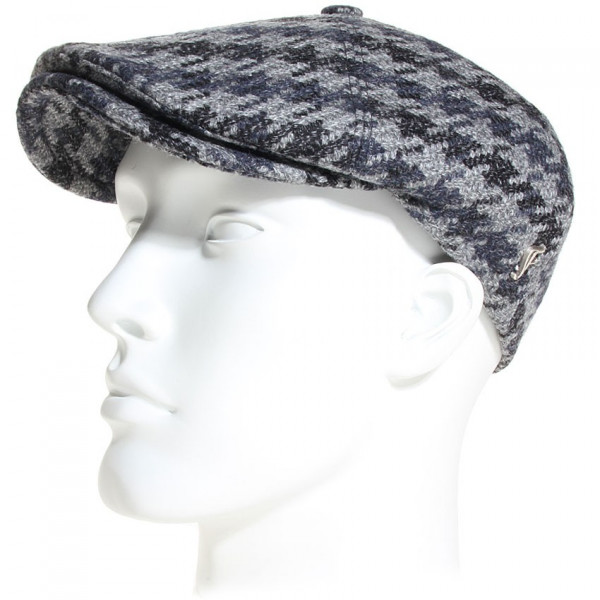 Casquette laine pied de coq grise