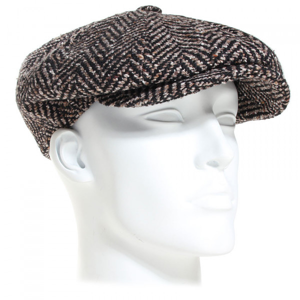 casquette gavroche tweed marron