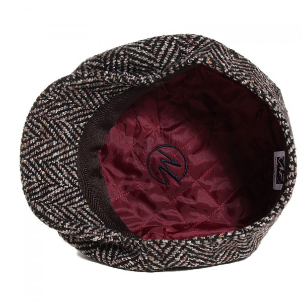 casquette gavroche tweed marron doublée polyester
