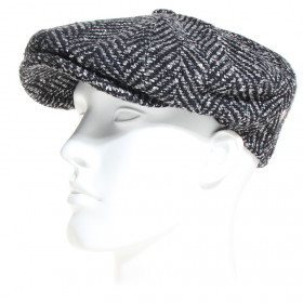 casquette gavroche tweed noir
