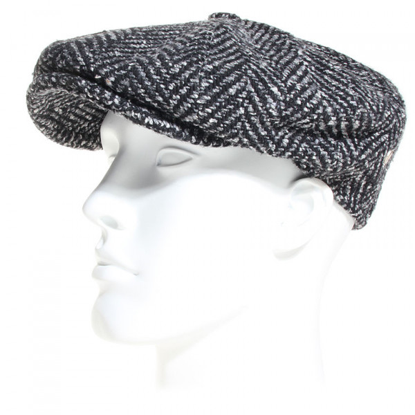 casquette gavroche tweed noir