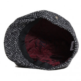 casquette gavroche tweed noir doublée polyester