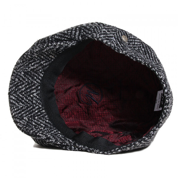 casquette gavroche tweed noir doublée polyester